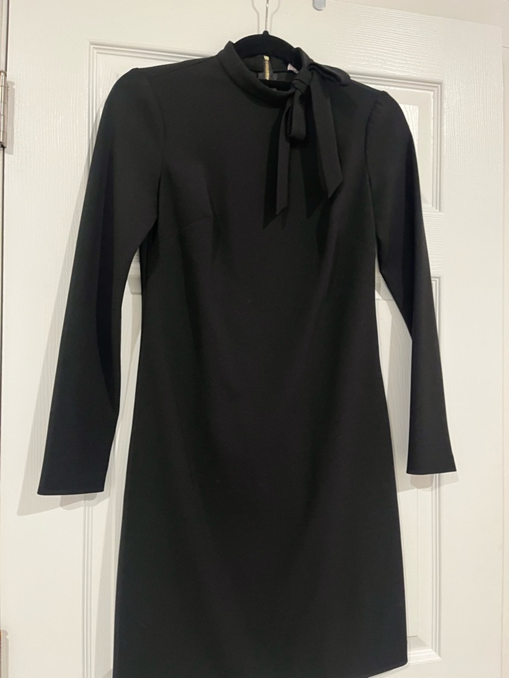 Calvin Klein Black Long-Sleeve Tie-Neck Dress